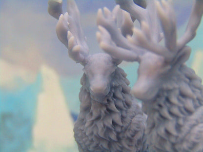 2x Reindeer Caribou Wildlife Miniatures Mini Figure Dungeons & Dragons D&D Model