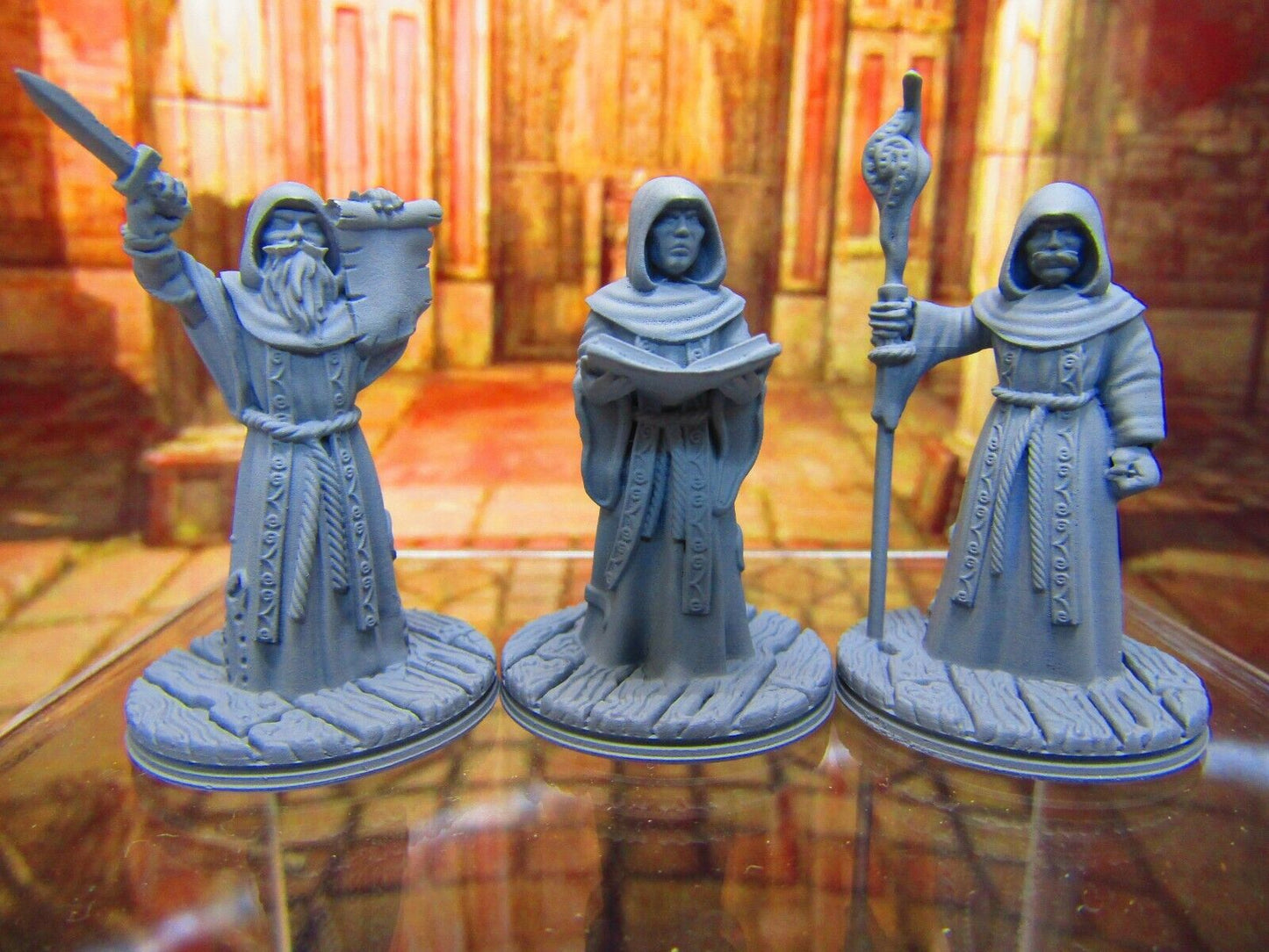 3pc Lot of Human Cultists / Worshipers / Summoners Mini Miniature 3D Printed