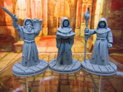 3pc Lot of Human Cultists / Worshipers / Summoners Mini Miniature 3D Printed