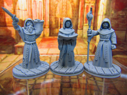 3pc Lot of Human Cultists / Worshipers / Summoners Mini Miniature 3D Printed