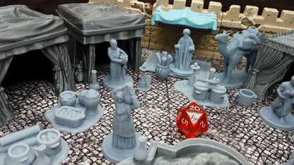 39 Piece Large Street Market Bazaar Set Scatter Terrain Tabletop Gaming Scenery
