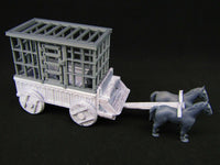 
              Slave Wagon w/ Horses & Prisoners in Cell  Scatter Terrain Scenery 3D Printed
            