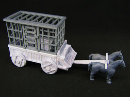 Slave Wagon w/ Horses & Prisoners in Cell  Scatter Terrain Scenery 3D Printed