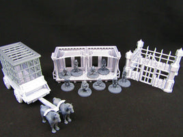 Slave Auction Block w/ Wagon & Prison Cell Scatter Terrain Scenery 3D Printed