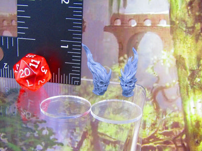 Pair of Flaming Demon Skulls Mini Miniatures 3D Printed Resin Model Figure