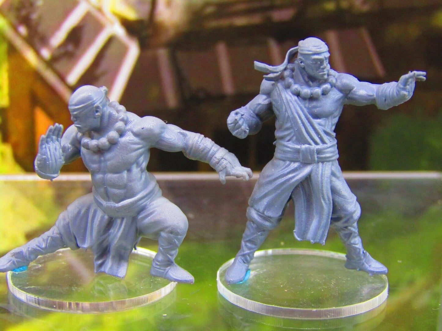 Monk Fighter Pair Mini Miniature Figure 3D Printed Model 28/32mm Scale RPG
