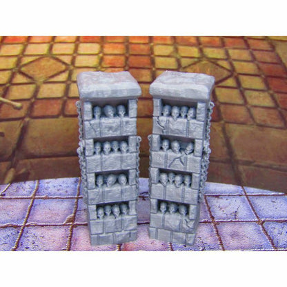 Pair of Skull Pillar Columns Shelves Scenery Scatter Terrain Props 3D Printed