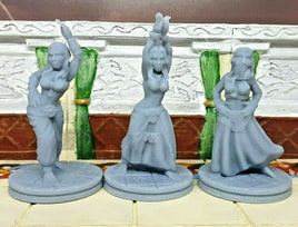 Set of 3 Egyptian Belly Dancers Mini Miniature Figure 28-32MM Resin Printed