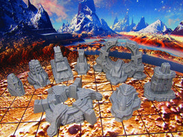 8 pc Ancient Runic Artifact Ruins Miniature Scatter Terrain Scenery 3D Printed