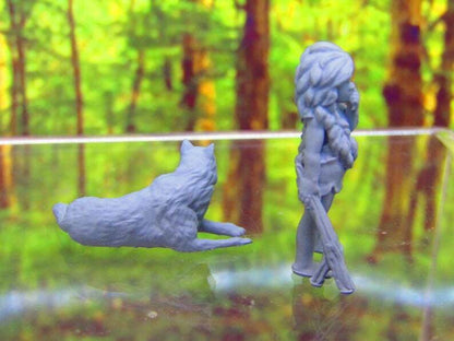 Wild / Feral Wolf Boy & Dog Companion Mini Miniature 3D Printed Figure Model