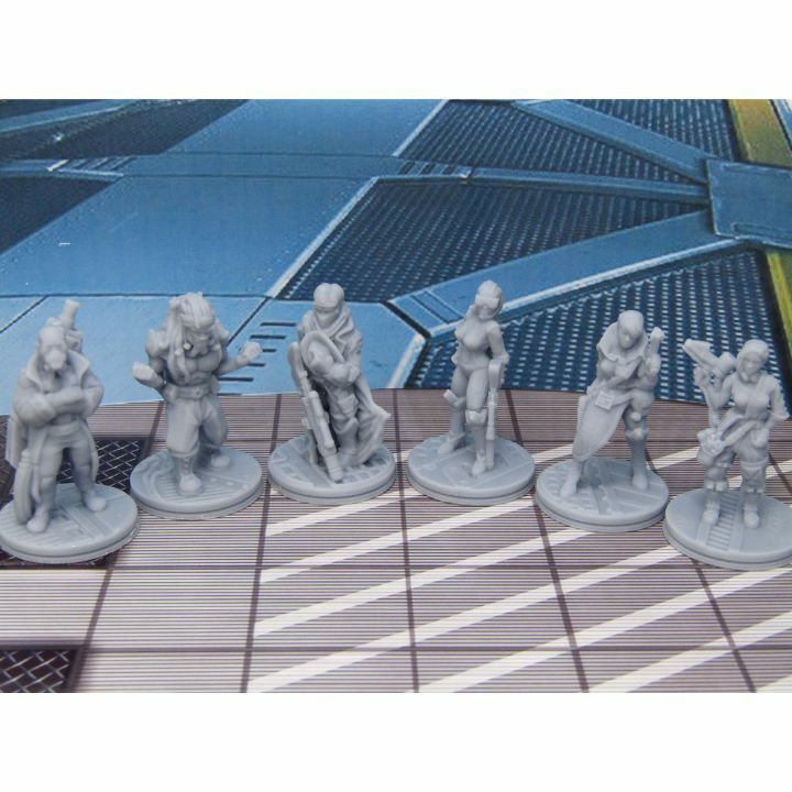Lot of 6 Space Crew Mini Miniature Figure Scenery Terrain 3D Printed Model