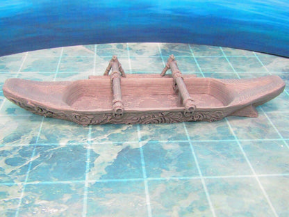 Canoe with Outrigger Boat Ship Scatter Terrain Scenery 3D Printed Model 28/32mm