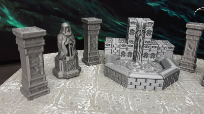 7 Piece Dwarven Halls Fountain Set Scatter Terrain Miniature Dungeons & Dragons