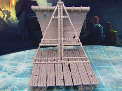 Seafaring Pontoon Sailing Raft Scatter Terrain Scenery 3D Printed Model 28/32mm