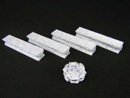 Fireside Benches & Campfire Scatter Terrain Scenery 3D Printed Mini Miniature