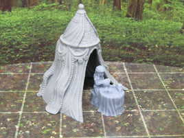 Gypsy Fortune Teller and Tent Mini Miniatures 3D Printed Model 28/32mm Scale RPG