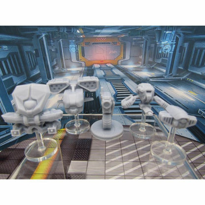 5 Piece Drone Bot Droid Robot Lot Mini Miniature 3D Printed Figure Model