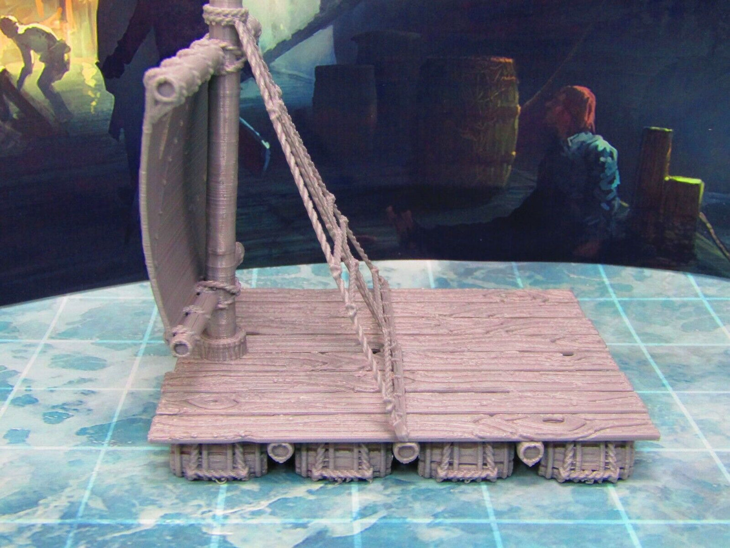 Seafaring Pontoon Sailing Raft Scatter Terrain Scenery 3D Printed Model 28/32mm