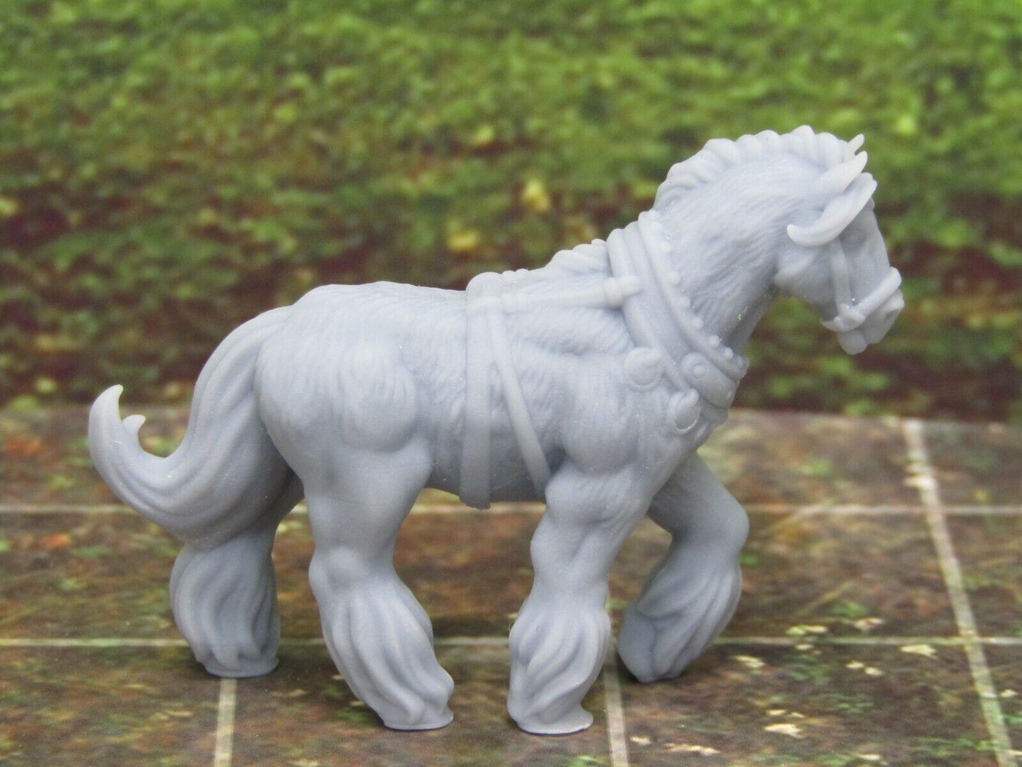 Pair of Work / Wagon Clydesdale Horses Mini Miniatures 3D Printed Model 28/32mm