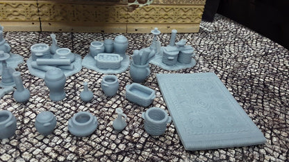 18 Piece Set Market Bazaar Shop Scatter Terrain Scenery Mini Miniatures Tabletop