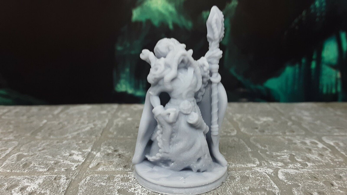 Mind Flayer Illithid W/ Scepter Mini Miniature 28mm Figure D&D 3D Printed Resin