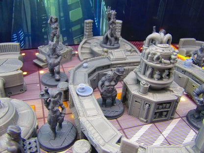 50pc Sci Fi Modular Bar Night Club Scenery Terrain Set w/ Miniatures 3D Print