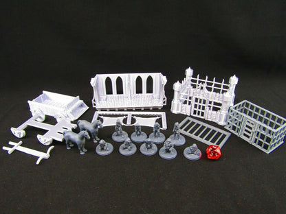 Slave Auction Block w/ Wagon & Prison Cell Scatter Terrain Scenery 3D Printed