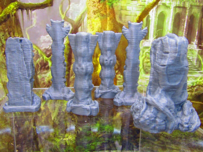 6pc Totem Pole and Tribal Statues Scatter Terrain Scenery 3D Printed Model