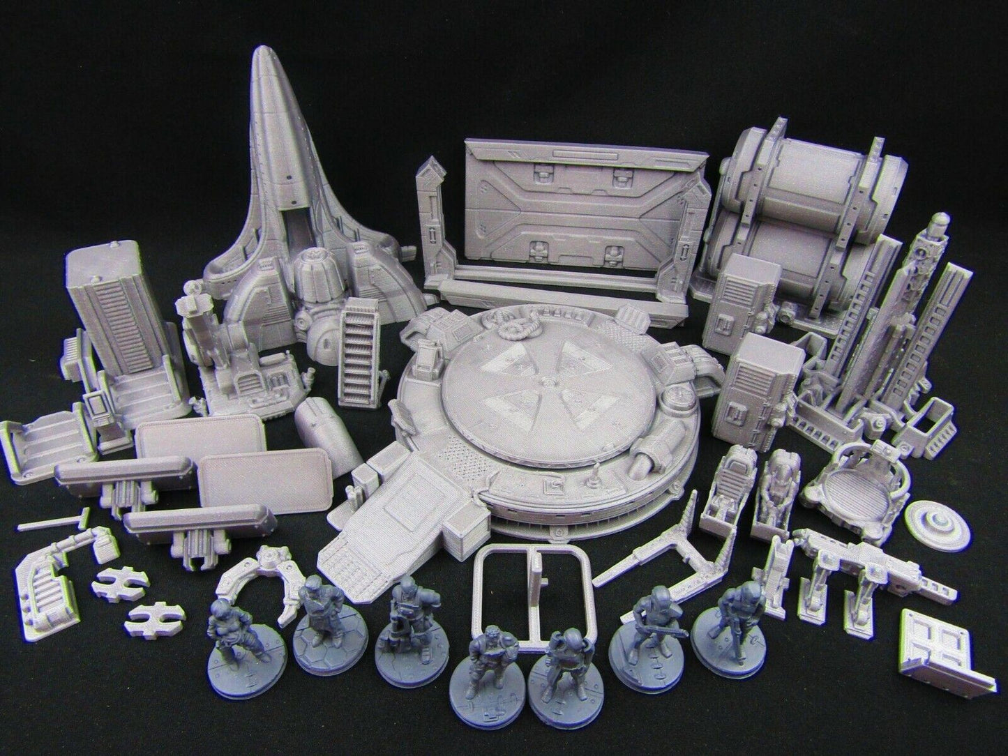 42pc Large Space Ship Hangar Set w/ Minis Scenery Scatter Terrain 3D Printed