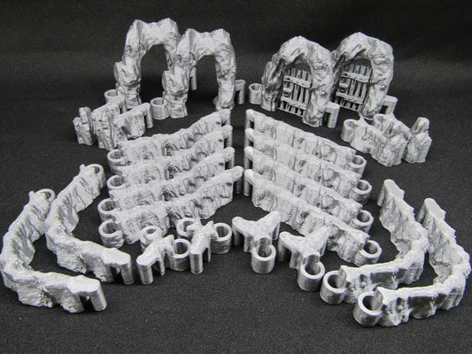 24pc DungeonSticks Dry Caverns Map Building Wall Tile Set Scenery Terrain