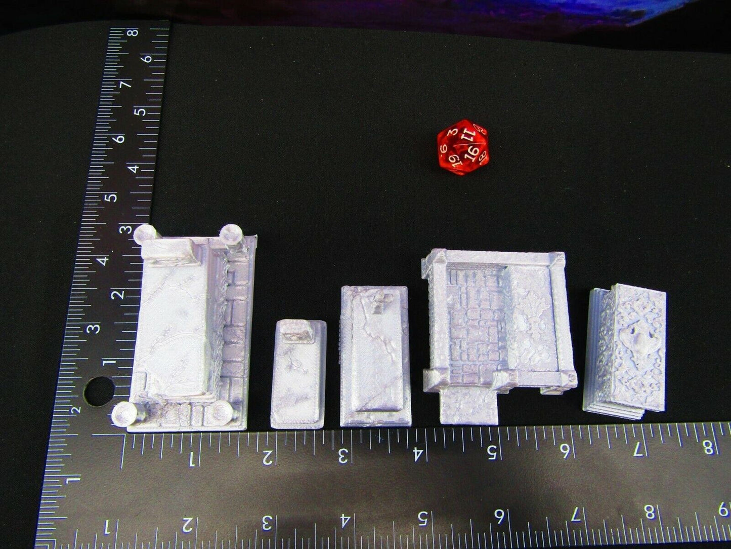 5 Tomb Gravesite Vault 7pc Grave Set for Graveyard / Cemetery Scatter Terrain