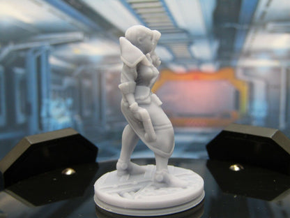 Female Space Bounty Hunter Mini Miniature Figure Scenery Terrain 3D Printed