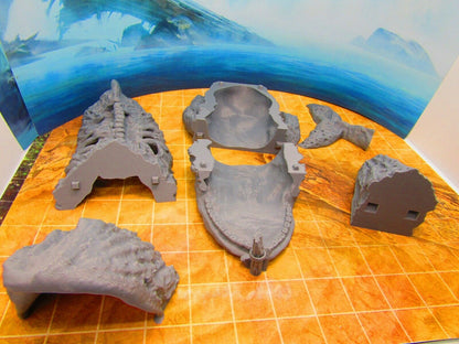 Large Beached Dead Whale Carcass Lair Hideout Terrain Scenery 3D Printed Model