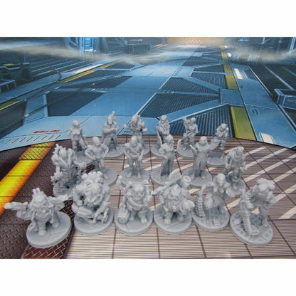 Sci Fi Mini Set 2 - 18 pc Humans, Dwarves, & Humanoids Miniatures Set 3D Printed