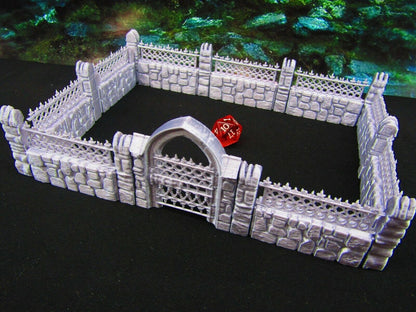 20pc Wrought Iron Fencing Set Graveyard / Cemetery Scatter Terrain Scenery