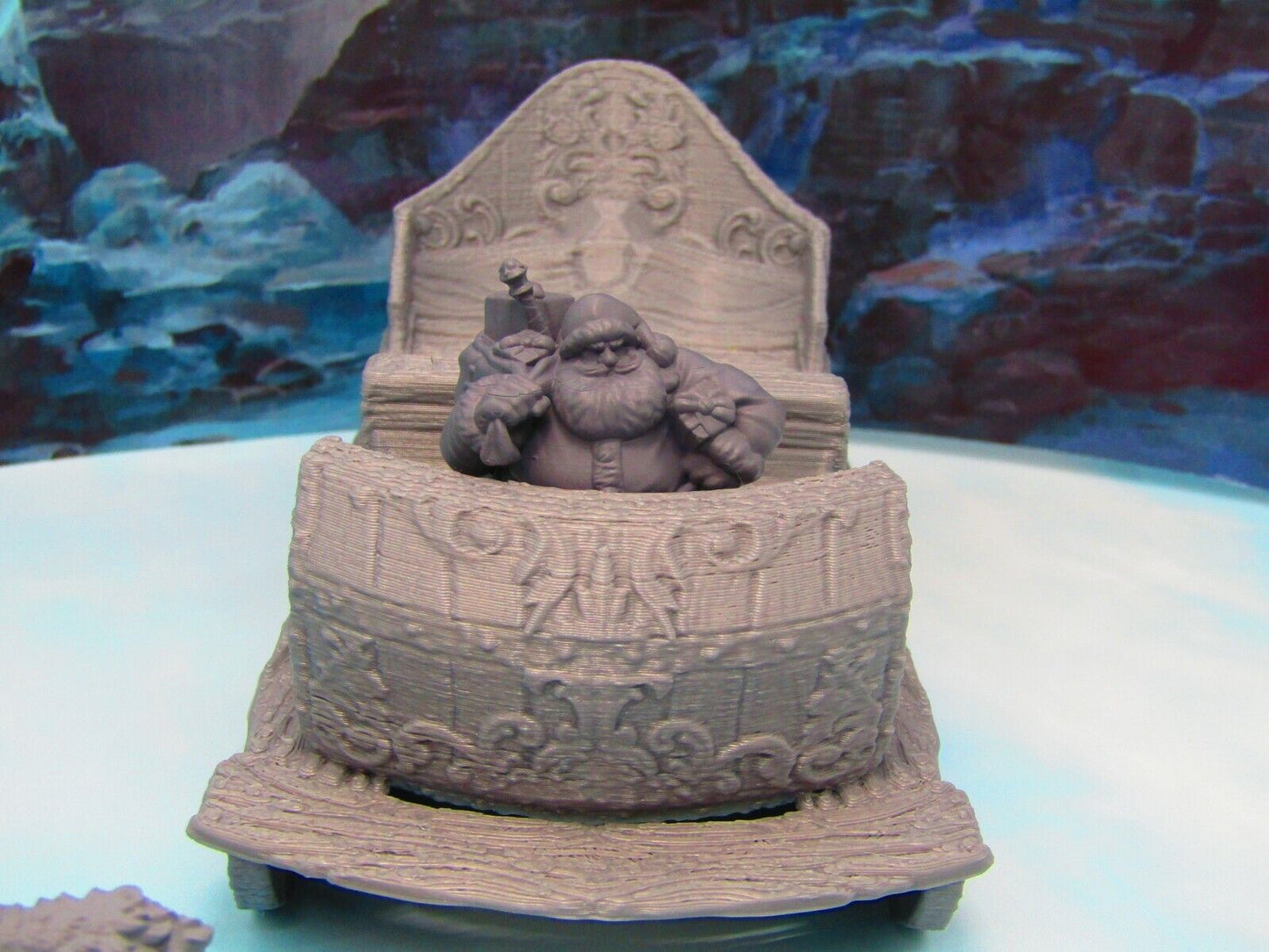 Dwarven Santa Mini & Sleigh w/ Reindeer 28mm Scatter Terrain Scenery Decoration