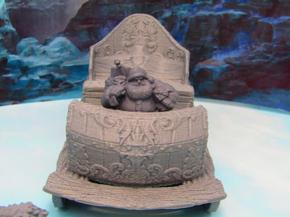 Dwarven Santa Mini & Sleigh w/ Reindeer 28mm Scatter Terrain Scenery Decoration