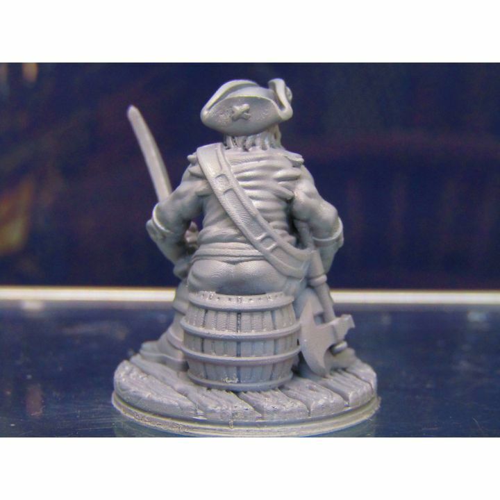 Dwarf Pirate on Barrel Mini Miniature Figure 3D Printed Model 28/32mm Scale