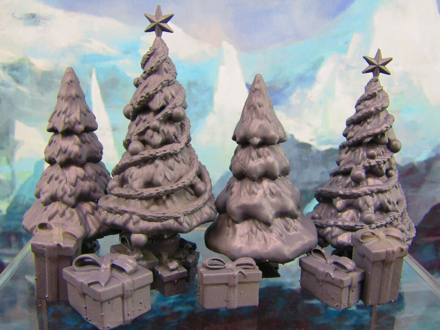 9pc Christmas Tree & Gifts Set Scatter Terrain Scenery Tabletop Gaming Mini