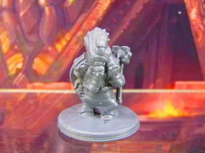 Female Gray Dwarf Warrior w/ Hammer and Shield Mini Miniature Figure 3D Printed