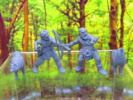 4p Prehistoric Villager Tribe Hunters & Dogs Set Mini Miniature 3D Printed