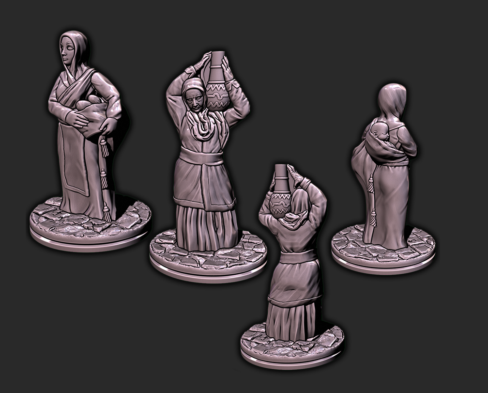 Market Patrons Villages Mini Miniatures Figure D&D Game 28-32MM 3D Printed Resin