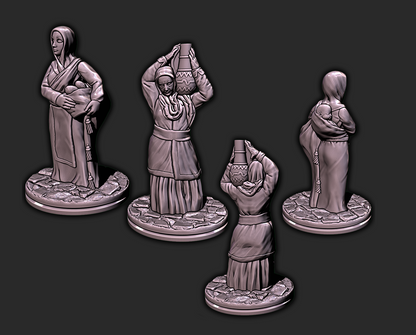 Market Patrons Villages Mini Miniatures Figure D&D Game 28-32MM 3D Printed Resin