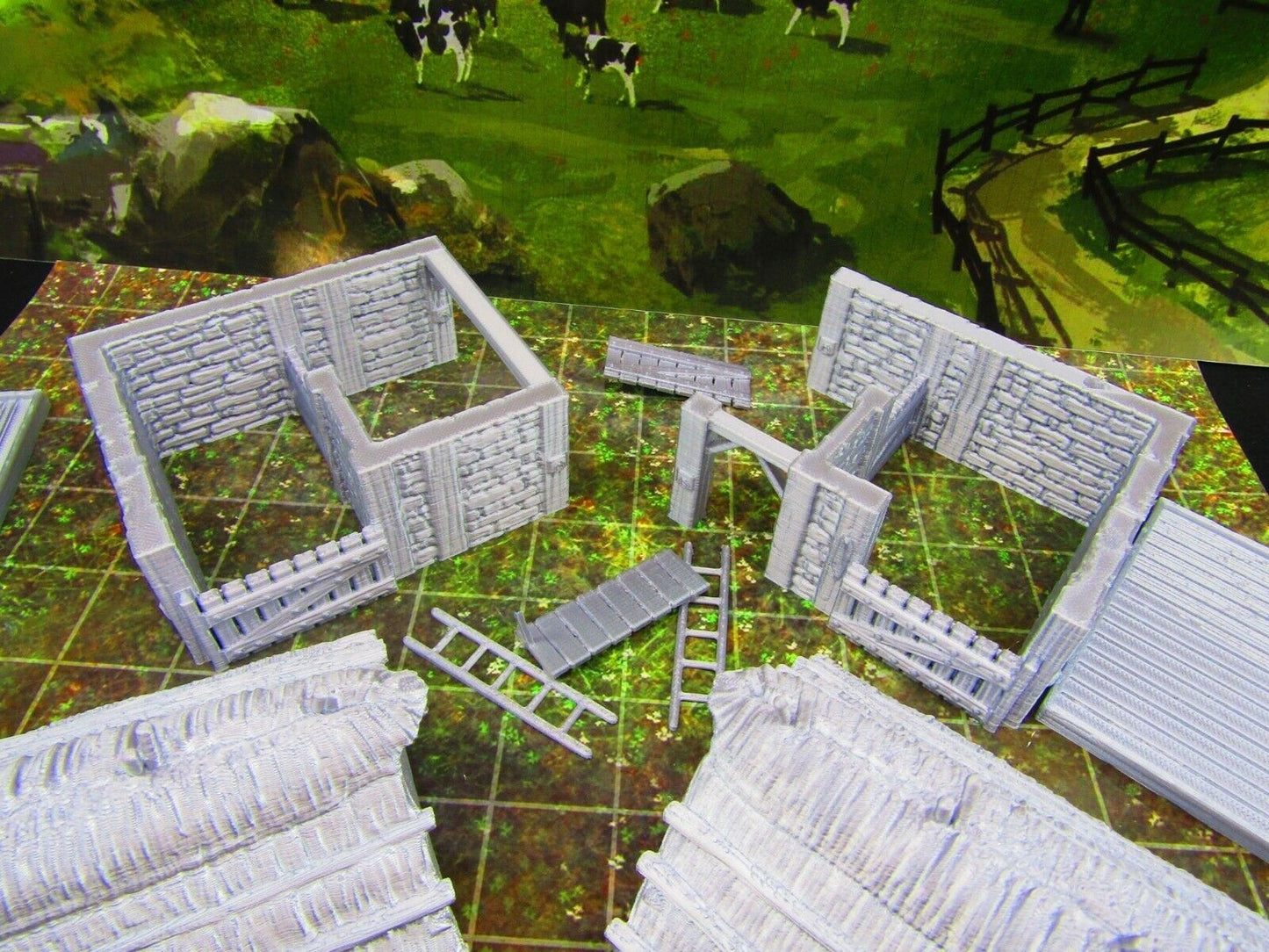 Horse Animal Stables Barns Pair Set for Barnyard Farm Scatter Terrain 3D Print