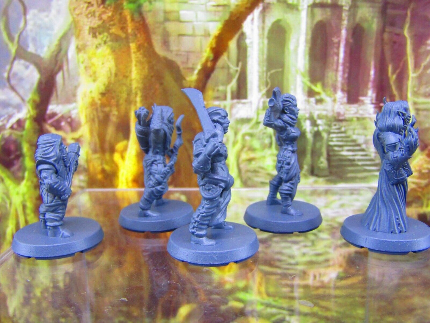 5pc Player Characters Dwarf, Elf, Half Orc, Half Elf, Human Mini Miniatures