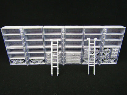 3pc Tall Book Shelves & 2 Ladders Scatter Terrain Scenery 3D Printed Mini