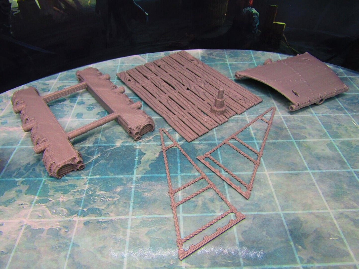 Seafaring Pontoon Sailing Raft Scatter Terrain Scenery 3D Printed Model 28/32mm