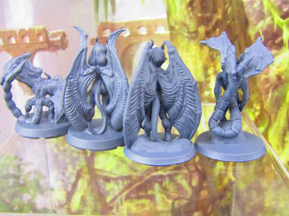 4pc Incubus, Succubus and Imps Demon Set Mini Miniatures 3D Printed Resin Model