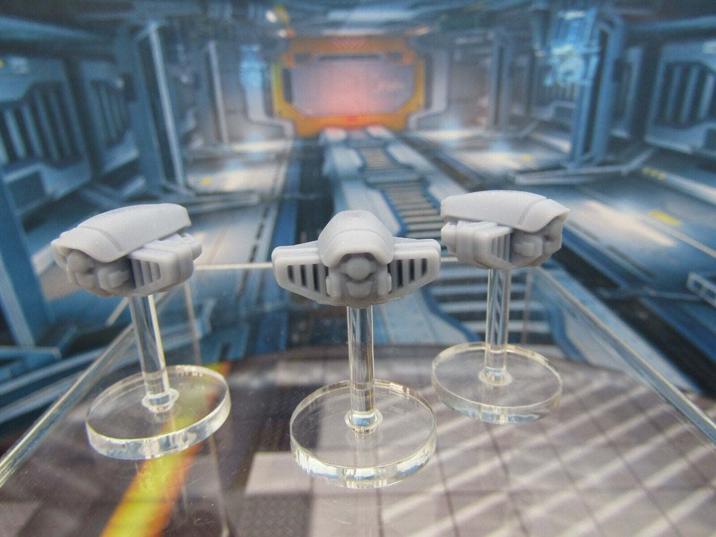 Lot of 3 Scout Drones w/ Flight Stands Mini Miniature 3D Printed Figure Model