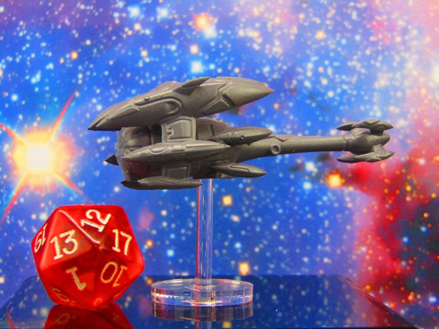 Kshellik Destroyer Ship Mass 3 W/ Flight Stand & Rod Astra Nebula Billion Suns